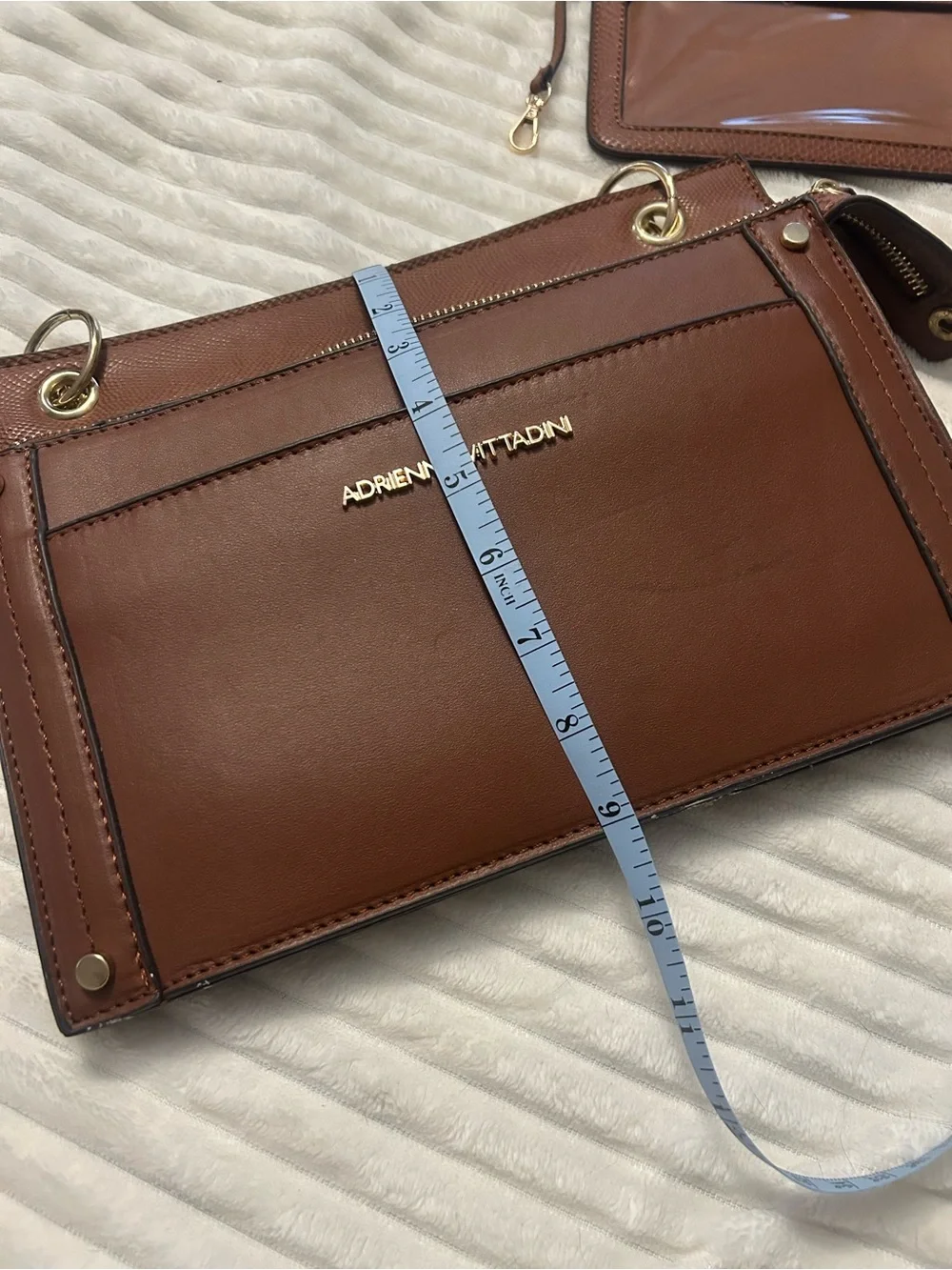Adrienne Vittadini Brown Leather-like Chain-Handle Shoulder Bag